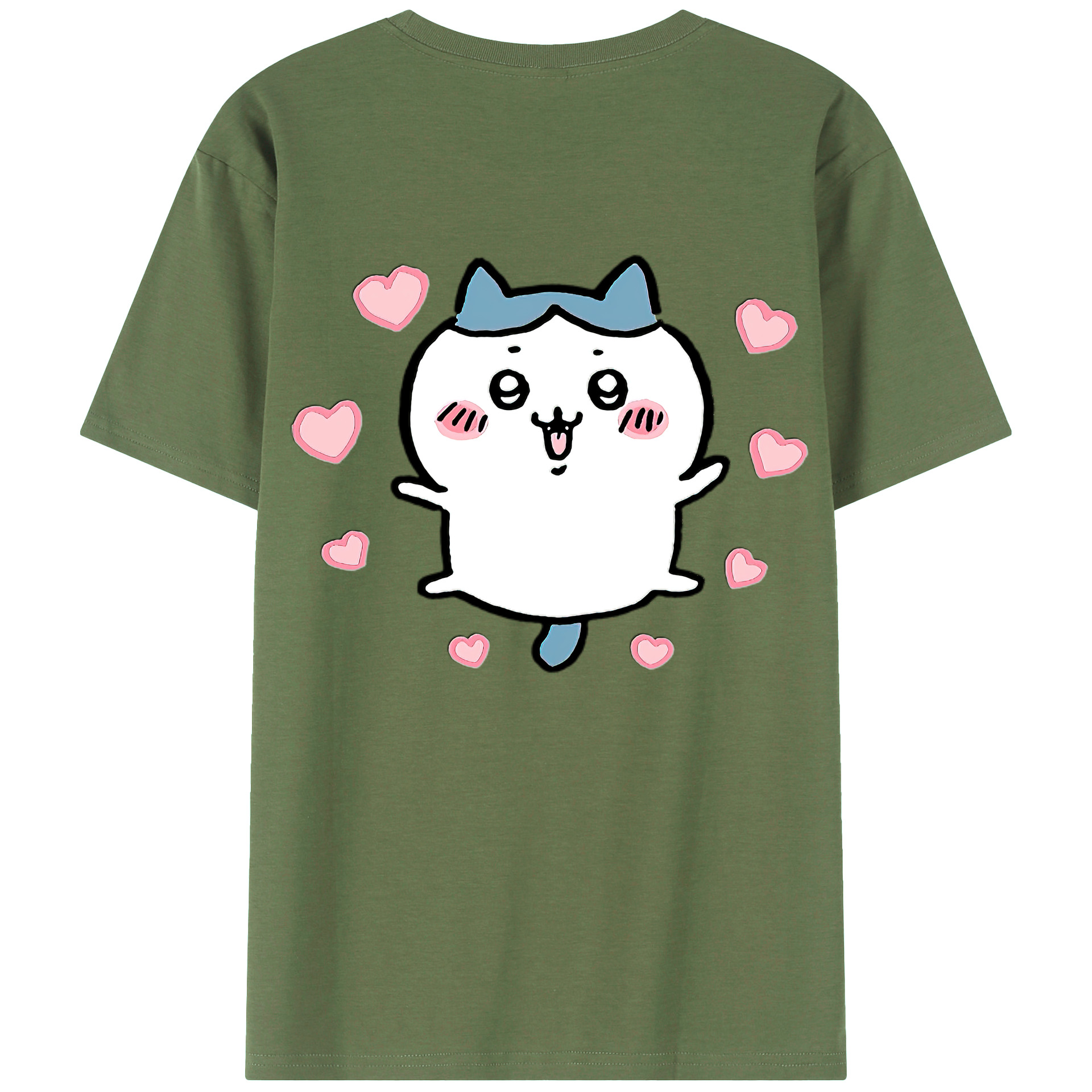 （画像用） ちいかわ ハチワレ Chii-kawa hachiware 綿100％ メンズ半袖Tシャツ（バックプリント） 通気性